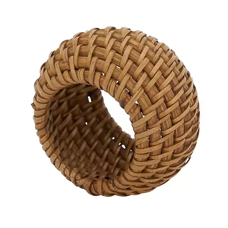 Table Linens-Kirklands Home Hazelnut Woven Rat Napkin Rings, Set of 4 Tan