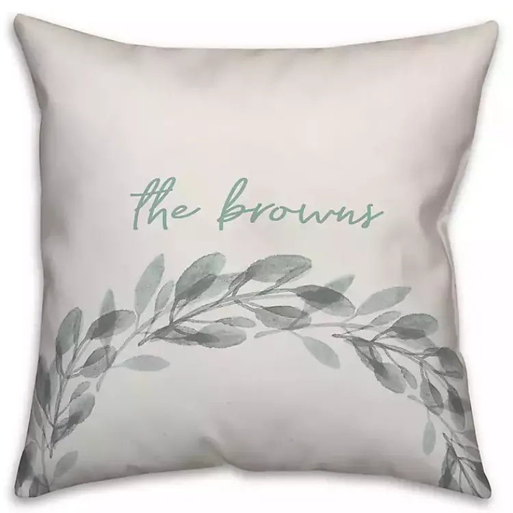 Outdoor Cushions & Pillows-Kirklands Home Personalized Seafoam Wreath Pillow