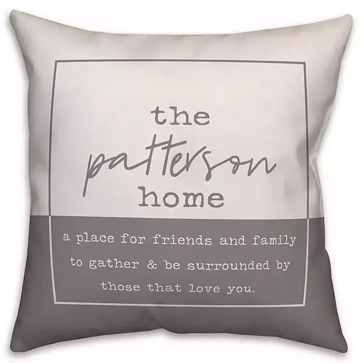 Outdoor Cushions & Pillows-Kirklands Home Personalized Gray and White Our Home Pillow
