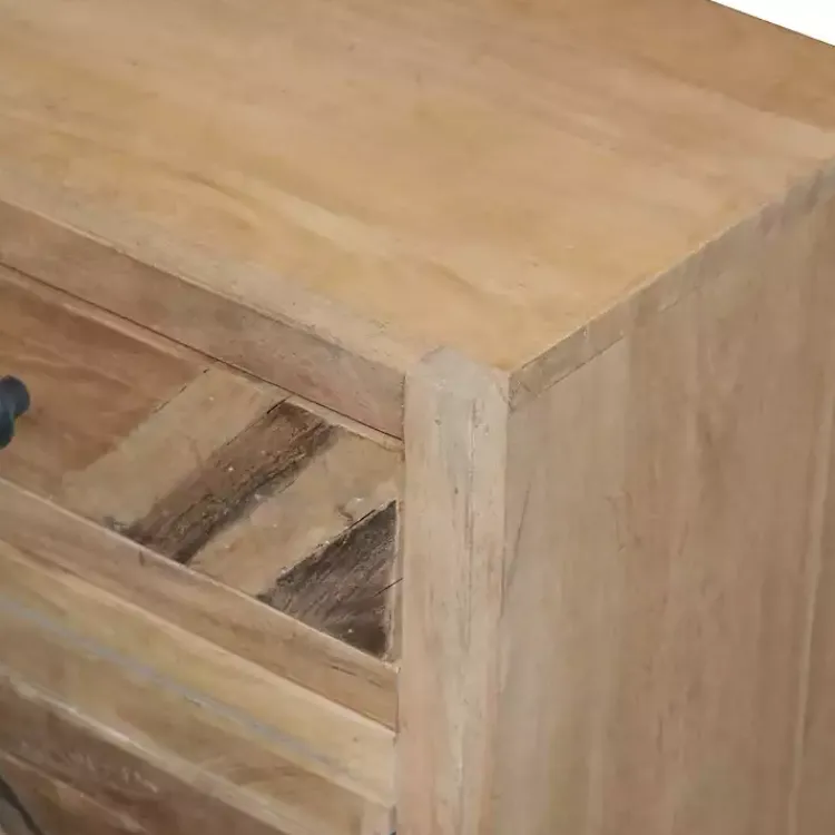 Nightstands-Kirklands Home Natural Reclaimed Wood Diagonal Slats Nightsd Tan