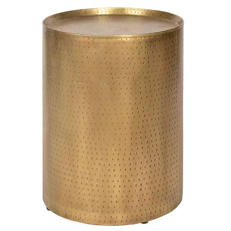 Accent & End Tables-Kirklands Home Hammered Brass Barrel Accent Table