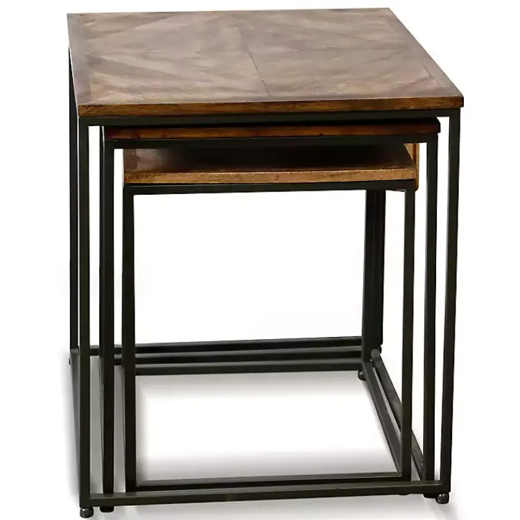 Accent & End Tables-Kirklands Home Diamond Wood Top Nesting Accent Tables, Set of 3 Brown