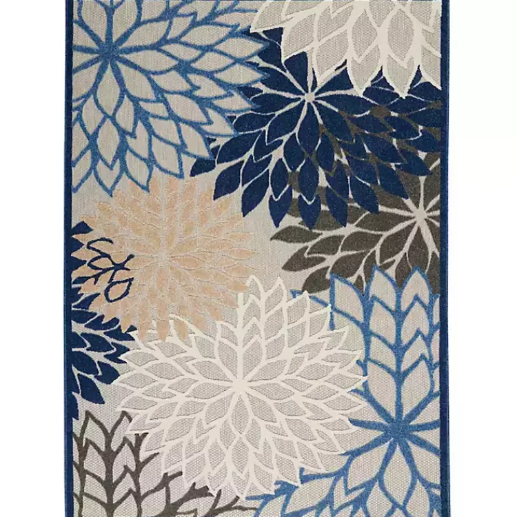 Outdoor Rugs-Kirklands Home Blue Floral Outdoor Area Rug, 5x7