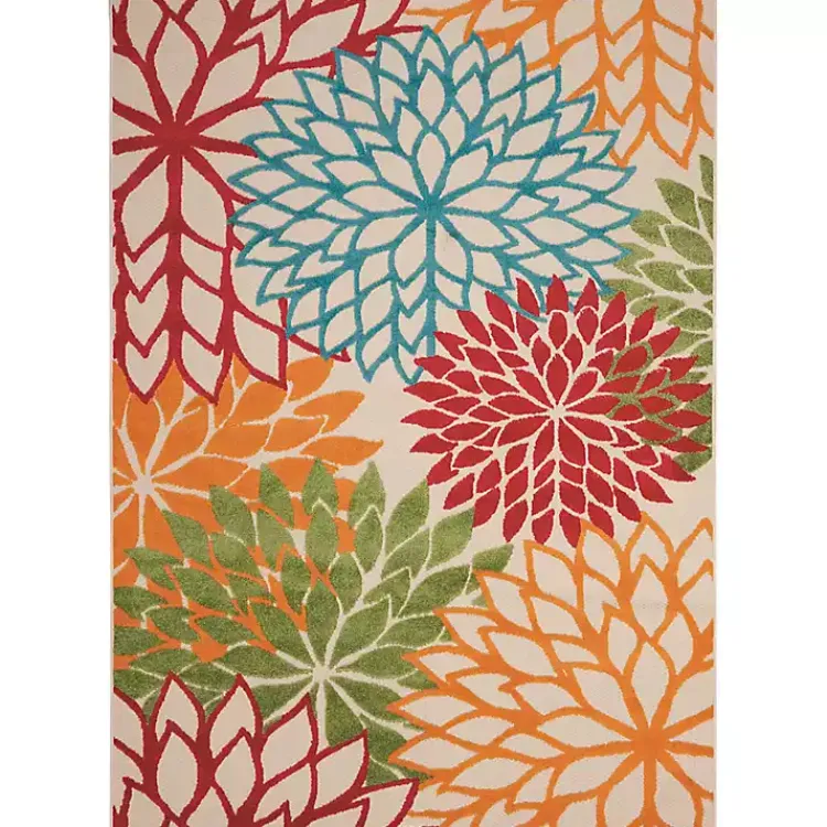 Outdoor Rugs-Kirklands Home Red Bright Floral Burst Outdoor Area Rug, 5x7