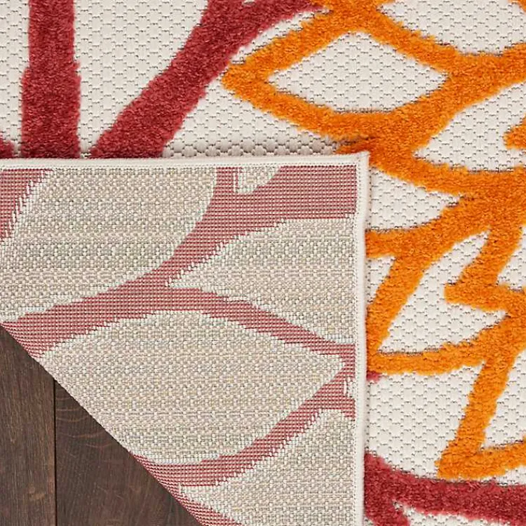 Outdoor Rugs-Kirklands Home Red Floral Burst Outdoor Area Rug, 5x7