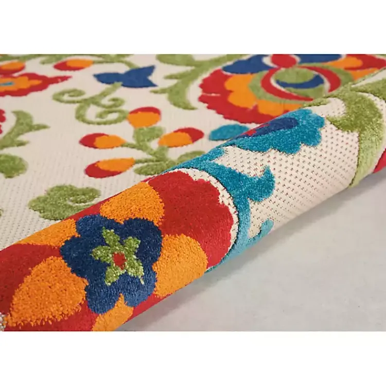 Outdoor Rugs-Kirklands Home Abstract Floral Outdoor Round Area Rug, 5 ft. Multi