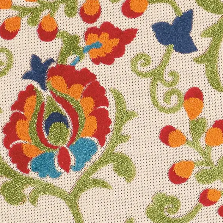 Outdoor Rugs-Kirklands Home Abstract Floral Outdoor Round Area Rug, 5 ft. Multi