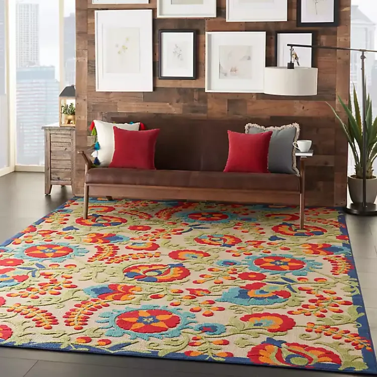 Outdoor Rugs-Kirklands Home Abstract Floral Outdoor Area Rug, 7x10 Multi