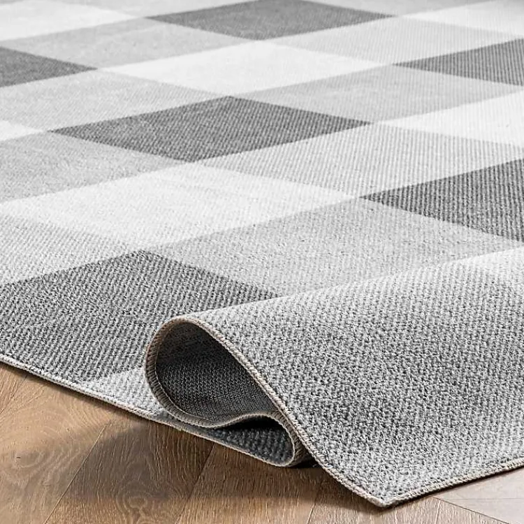 Area Rugs-Kirklands Home Gray Buffalo Plaid Washable Area Rug, 4x6