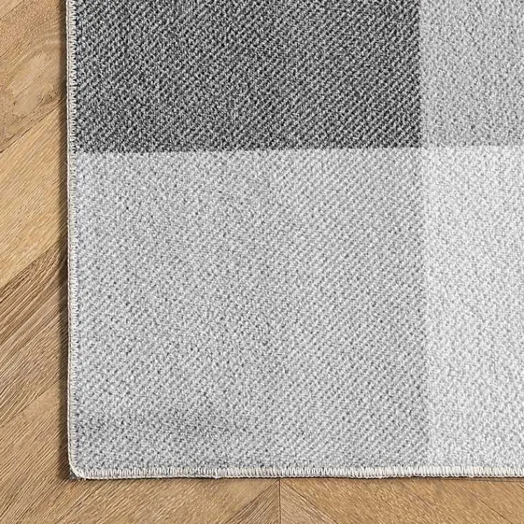 Area Rugs-Kirklands Home Gray Buffalo Plaid Washable Area Rug, 4x6