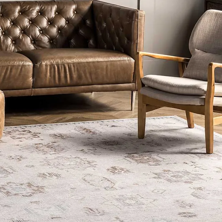 Area Rugs-Kirklands Home Krystin Distressed Washable Area Rug, 5x8 Gray