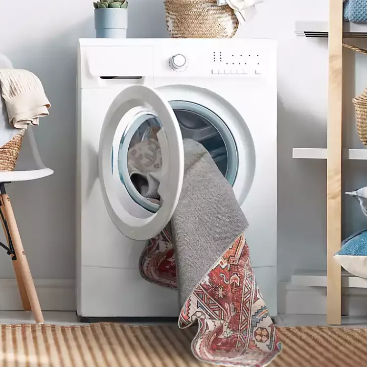 Area Rugs-Kirklands Home Krystin Distressed Washable Area Rug, 5x8 Gray