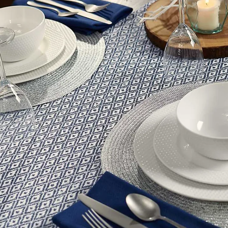 Table Linens-Kirklands Home Mini Diamond Fringe End Table Runner, 108 in. Blue