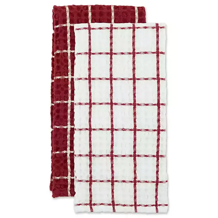Kitchen Accessories-Kirklands Home Windowpane Oversized Dish Towels, Set of 2 Red