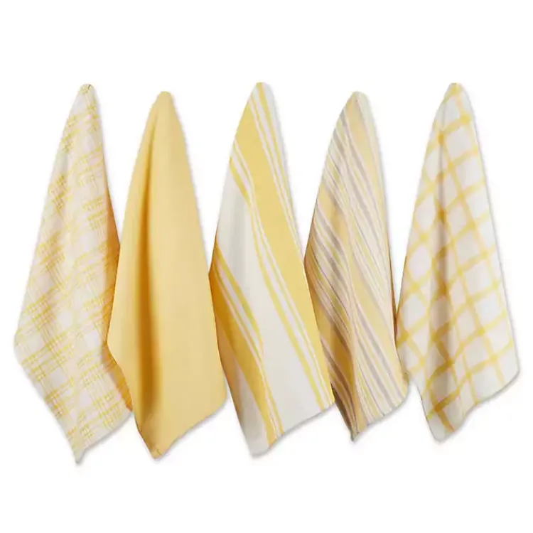 Kitchen Accessories-Kirklands Home Yellow Woven Assorted Dishtowels, Set of 5