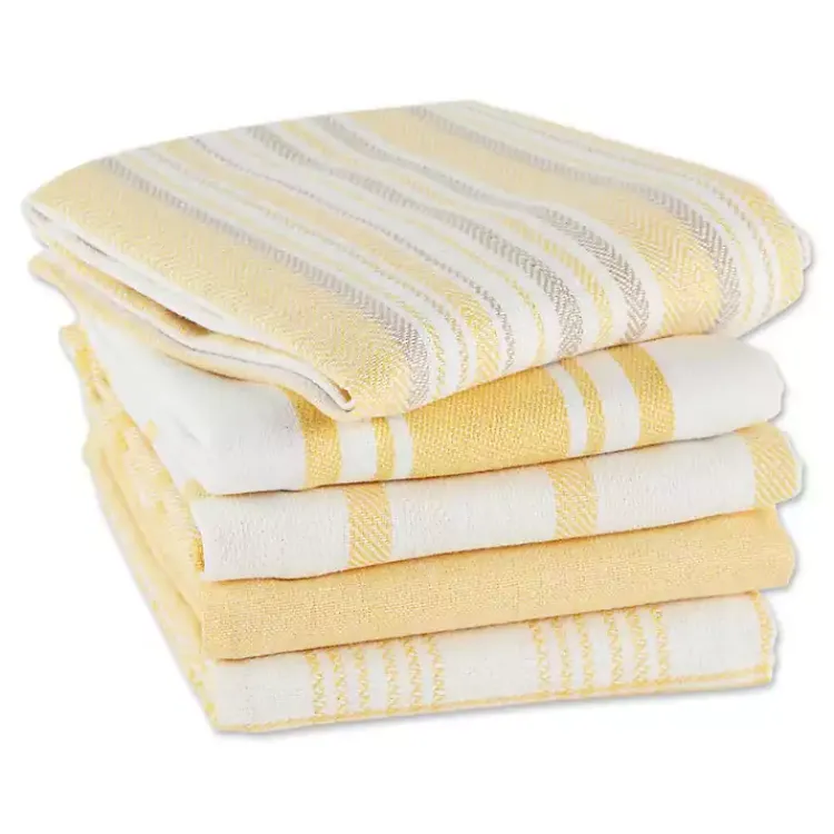 Kitchen Accessories-Kirklands Home Yellow Woven Assorted Dishtowels, Set of 5