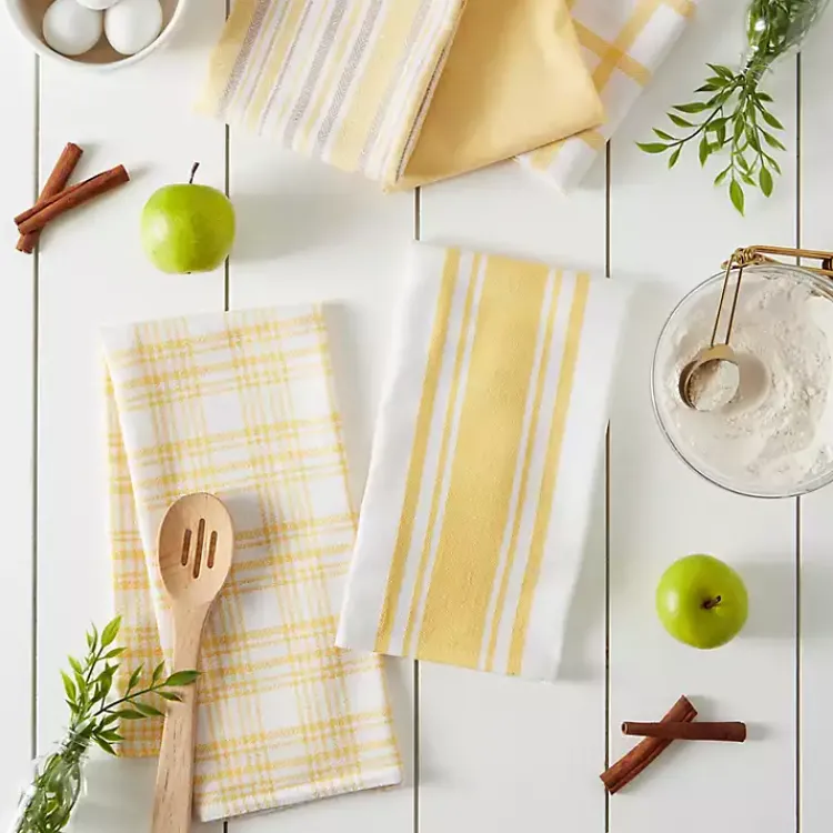 Kitchen Accessories-Kirklands Home Yellow Woven Assorted Dishtowels, Set of 5