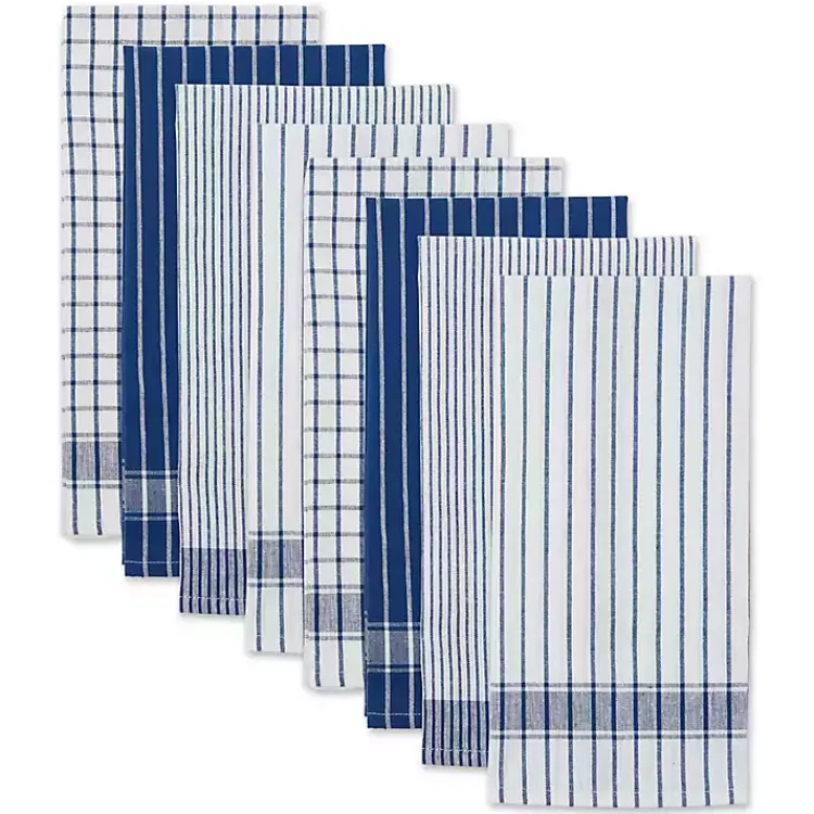 Kitchen Accessories-Kirklands Home Nautical Blue Basic Assorted Dishtowels, Set of 8