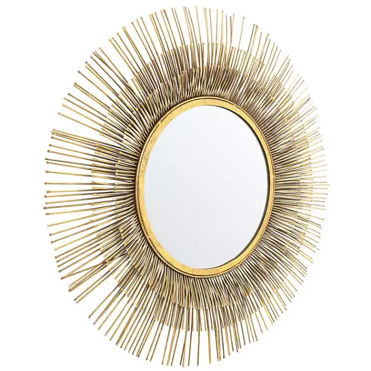 Decorative Mirrors-Kirklands Home Gold Layered Burst Frame Round Wall Mirror