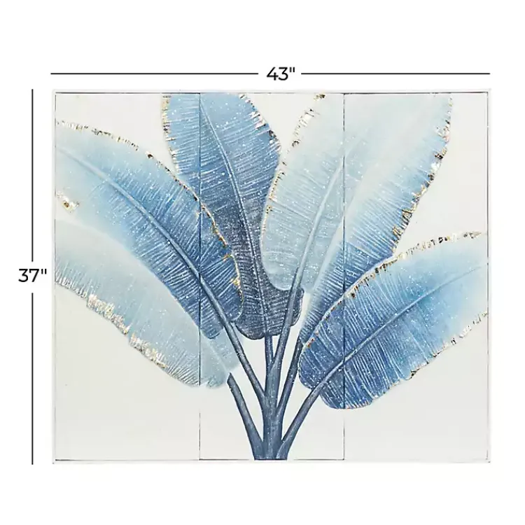 Framed Art-Kirklands Home Blue Leaves Coastal Metal Art Print
