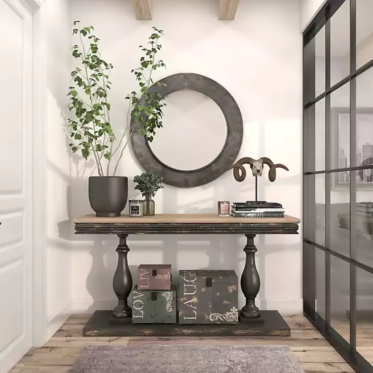 Decorative Mirrors-Kirklands Home Distressed Galvanized Curved Framed Mirror