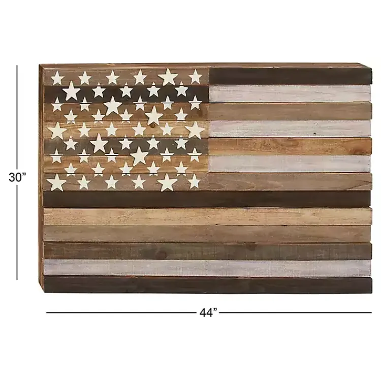 Wall Plaques-Kirklands Home Dark American Flag Wooden Wall Sculpture Brown