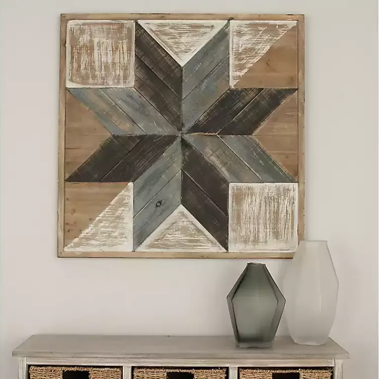 Wall Plaques-Kirklands Home Distressed White and Blue Farm Star Wall Plaque