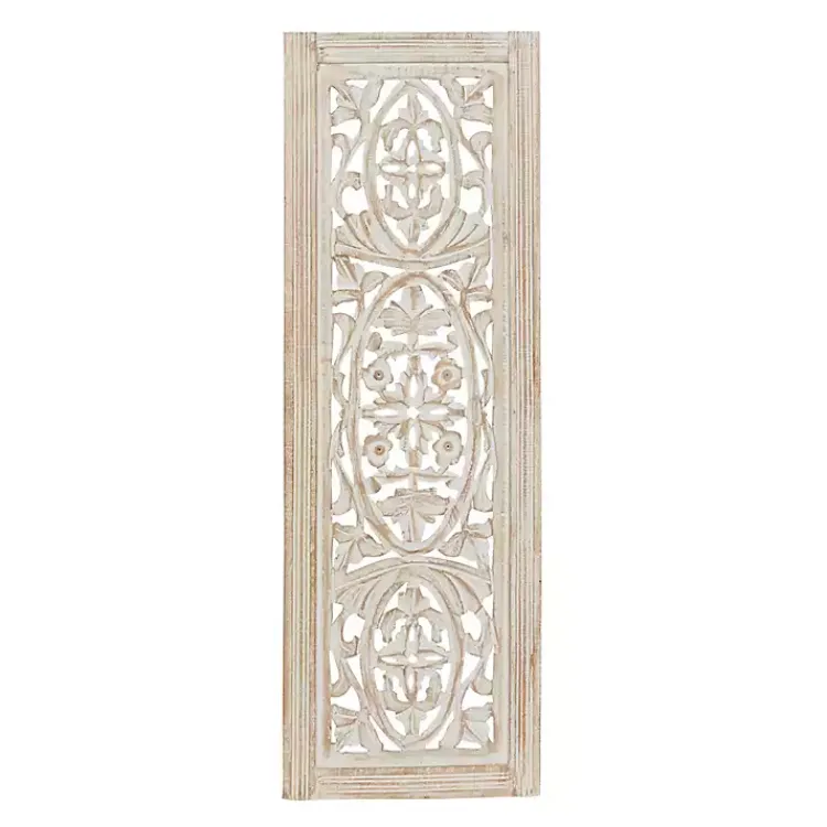 Wall Plaques-Kirklands Home Cream Distressed Carved Floral Wall Plaque