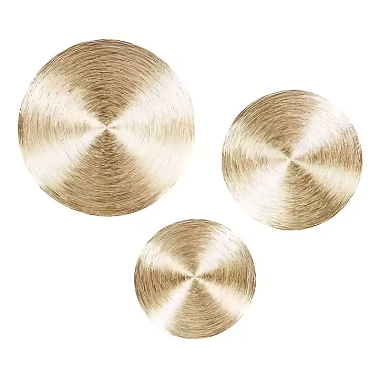 Wall Plaques-Kirklands Home Metallic Plates Wall Sculptures, Set of 3 Gold