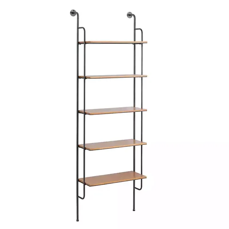 Shelves-Kirklands Home Black Metal Pipe Frame Brown Wood Wall Shelf