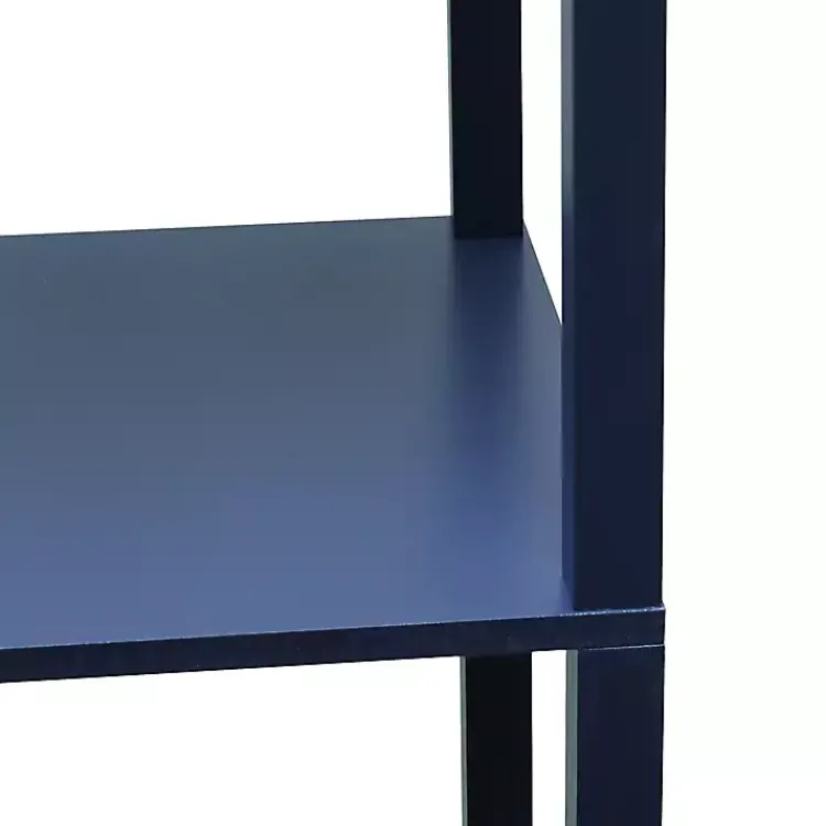 Floor Lamps-Kirklands Home Navy Etagere Shelf Charging Floor Lamp Blue