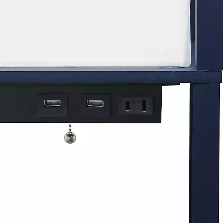 Floor Lamps-Kirklands Home Navy Etagere Shelf Charging Floor Lamp Blue