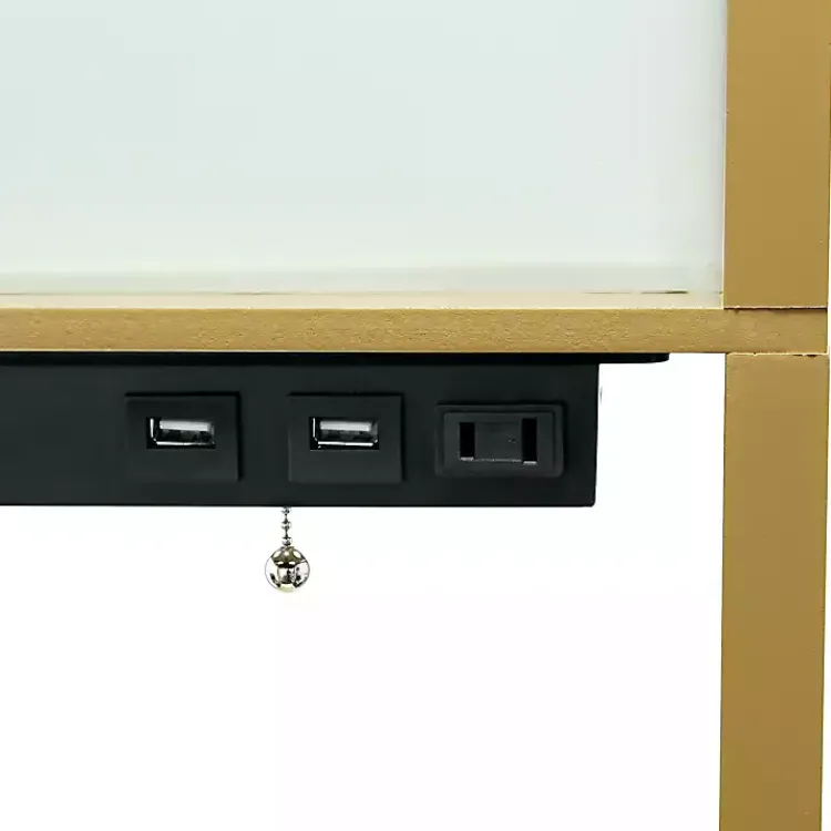 Floor Lamps-Kirklands Home Etagere Shelf Charging Floor Lamp Tan