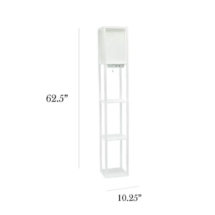 Floor Lamps-Kirklands Home Etagere Shelf Charging Floor Lamp White