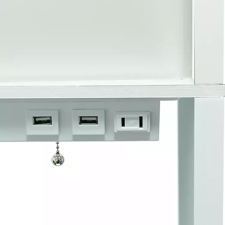 Floor Lamps-Kirklands Home Etagere Shelf Charging Floor Lamp White