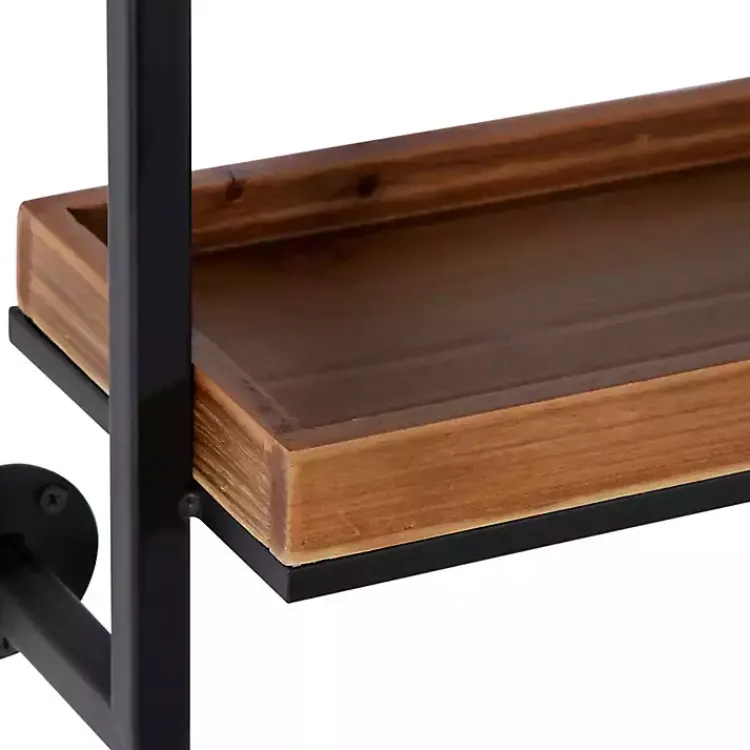 Shelves-Kirklands Home Brown Wood Black Metal Pipe Frame Wall Shelf
