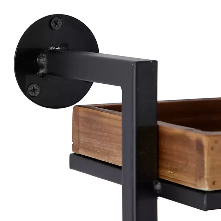 Shelves-Kirklands Home Brown Wood Black Metal Pipe Frame Wall Shelf