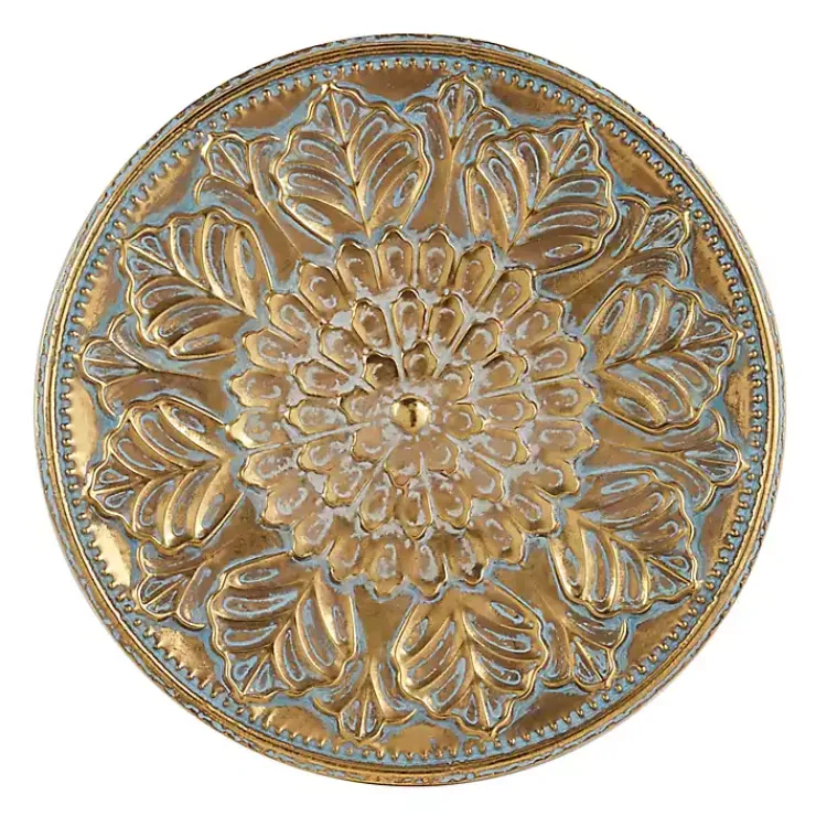 Wall Plaques-Kirklands Home Metal Floral Embossed Wall Sculpture Gold
