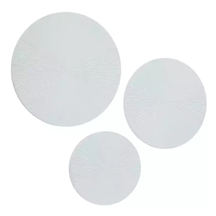 Wall Plaques-Kirklands Home Matte Ribbed Sunburst Wall Plates, Set of 3 White