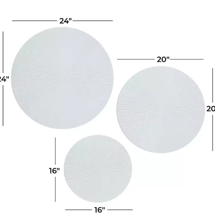 Wall Plaques-Kirklands Home Matte Ribbed Sunburst Wall Plates, Set of 3 White