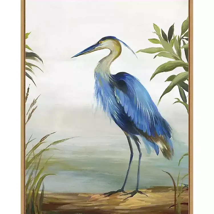 Canvas Art-Kirklands Home Heron Framed Canvas Art Print Blue