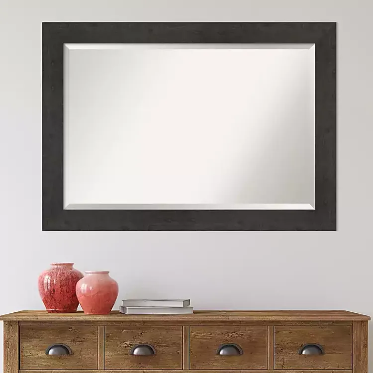Framed Mirrors-Kirklands Home Espresso Plank Beveled Mirror