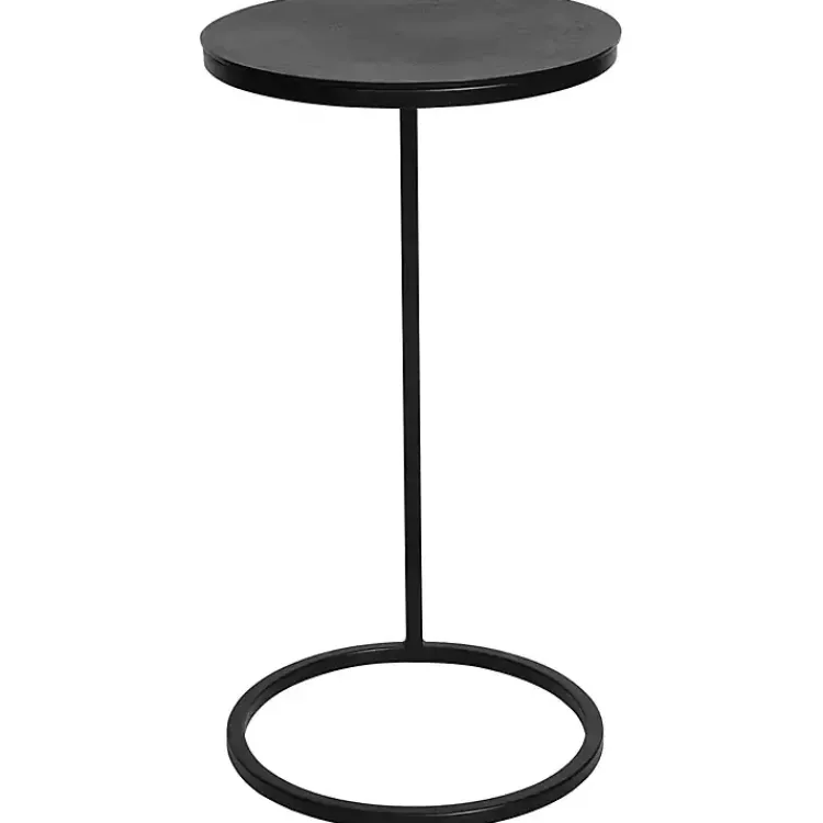 Accent & End Tables-Kirklands Home Aged Metal Frame Slab Top Accent Table Black