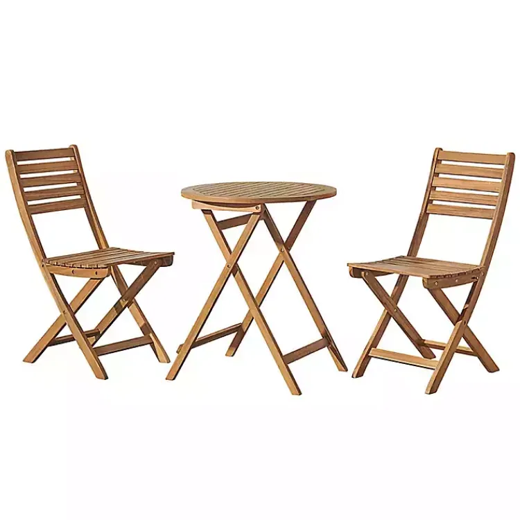 Outdoor Sets-Kirklands Home Acacia Wood Slatted 3-pc. Outdoor Bistro Set Tan