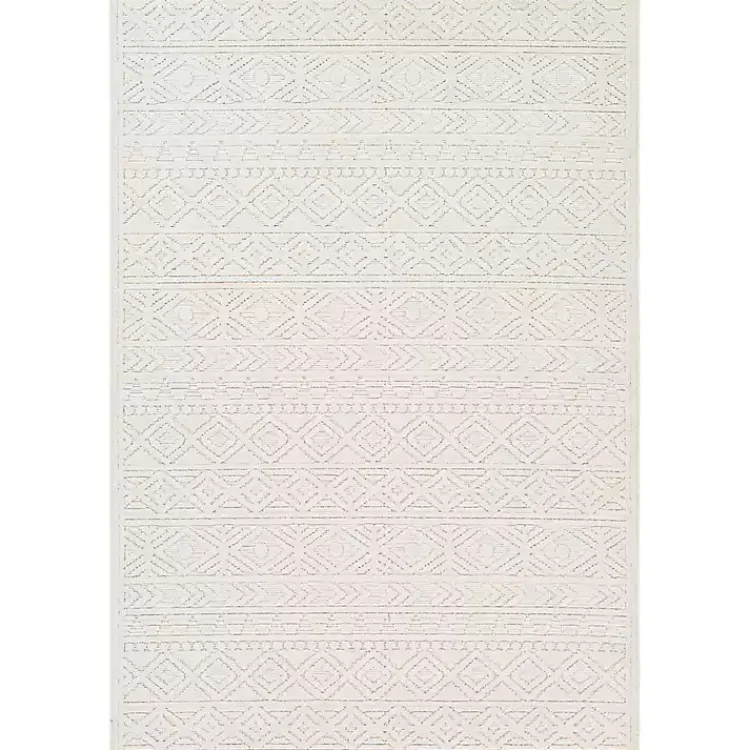 Area Rugs-Kirklands Home Ivory Raised Diamond Stripes Area Rug, 8x10 White