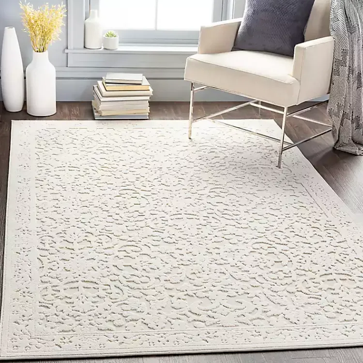 Area Rugs-Kirklands Home Ivory Botanical Bohemian Area Rug, 8x10 White