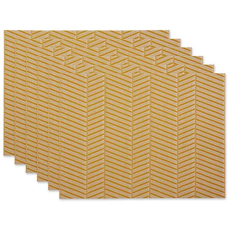 Table Linens-Kirklands Home Textured Twill Weave Placemats, Set of 6 Gold