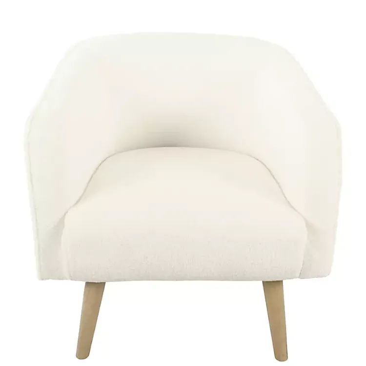 Accent Chairs-Kirklands Home Cream Sherpa Upholstered Barrel Accent Chair Ivory