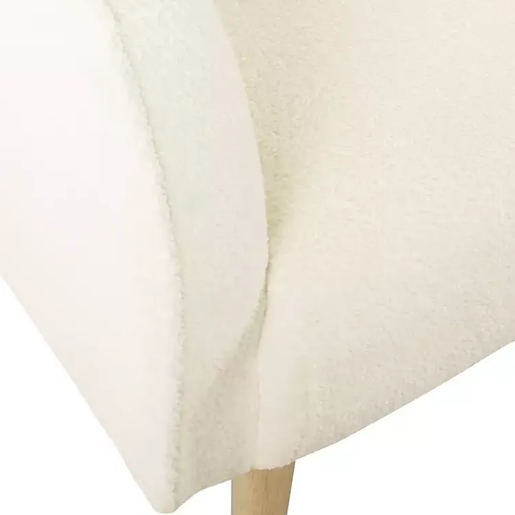 Accent Chairs-Kirklands Home Cream Sherpa Upholstered Barrel Accent Chair Ivory