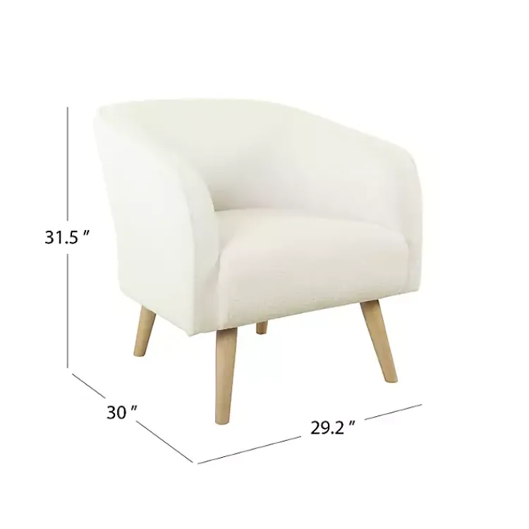 Accent Chairs-Kirklands Home Cream Sherpa Upholstered Barrel Accent Chair Ivory